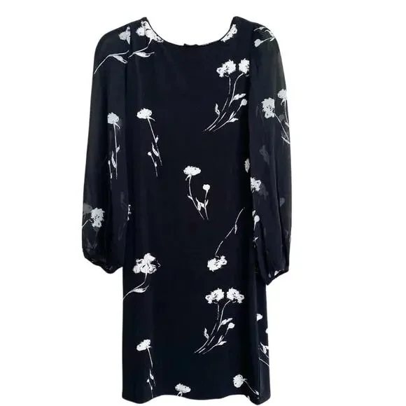 White House Black Market Long Sleeve Chiffon Sleeve Shift Dress Size Medium - Picture 7 of 7